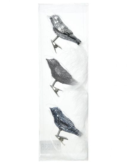Kaemingk Set 3 ks - vtáčik na klipe "MIX", 3 x 8 x 3,5 cm, sklenené 2