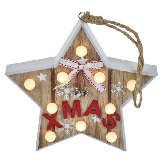 EMOS LED vianočná hviezda drevená, 2× AAA, teplá biela, časovač