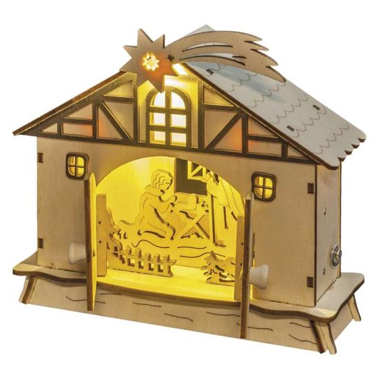 EMOS LED vianočný betlehem, 17cm, 2 × AA, teplá biela, časovač