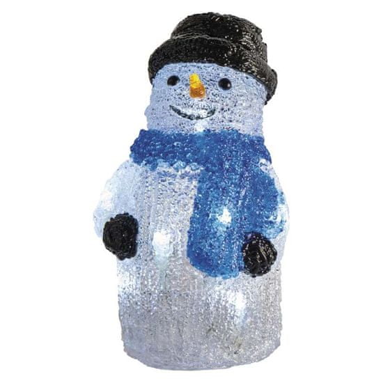 EMOS LED vianočný snehuliak, 28cm, 3 × AA, vnútorné, studená biela, časovač