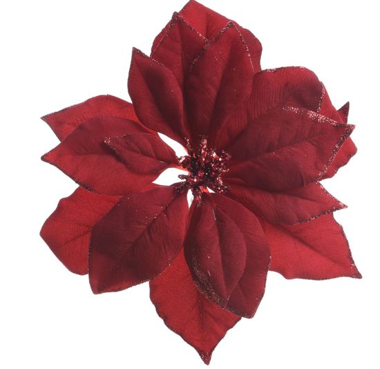 Kaemingk Vianočná hviezda s klipom, cca 24 cm, červená