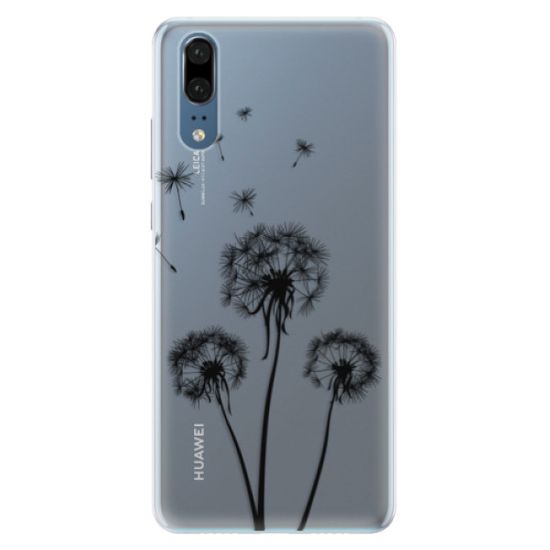 iSaprio Silikónové puzdro - Three Dandelions - black pre Huawei P20