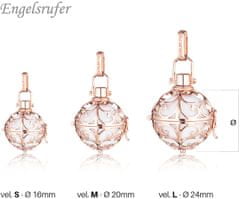 Engelsrufer Ružovo pozlátený strieborný prívesok Anjelský zvonček s bielou rolničkou ER-01-R (Priemer 16 mm)
