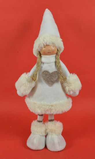 DUE ESSE Dekorácia stojaca bábika 40 cm biela dlhé vlasy