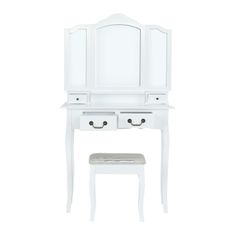 KONDELA Toaletný stolík s taburetkou Regina New - biela / strieborná / zlatá