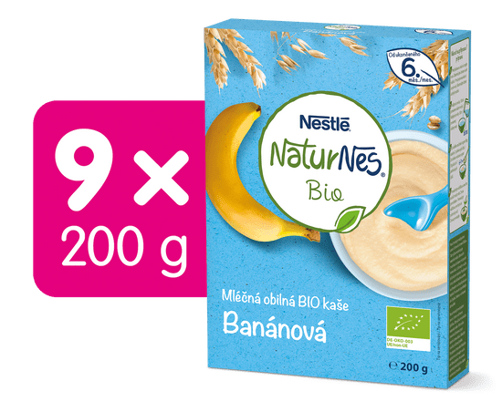Nestlé Naturnes BIO mliečna kaša Banánová 9x200 g