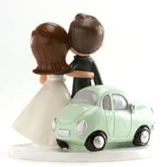Dekora Svadobná figúrka na tortu novomanželia s autom 12 cm