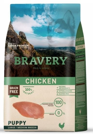 Bravery Dog PUPPY Large / Medium Grain Free chicken 12 kg