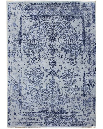 Diamond Carpets Ručne viazaný kusový koberec Diamond DC-JK ROUND Silver / peacock blue