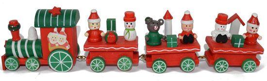 DUE ESSE Dekorácia vianočný drevený vlak 24 cm, biely