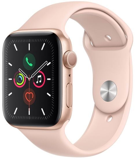 Apple Watch Series 5 GPS, 44mm Gold Aluminium Case with Pink Sand Sport Band (MWVE2HC/A)