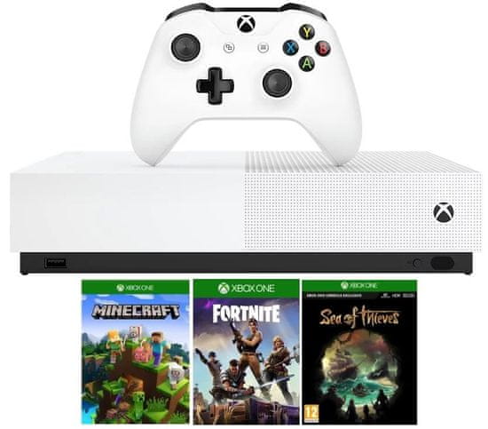 Microsoft Xbox One S All-Digital - 1TB + Minecraft + Fortnite + Sea of Thieves (NJP-00059)