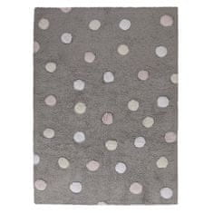 Lorena Canals Pre zvieratá: Prateľný koberec Tricolor Polka Dots Grey-Pink 120x160