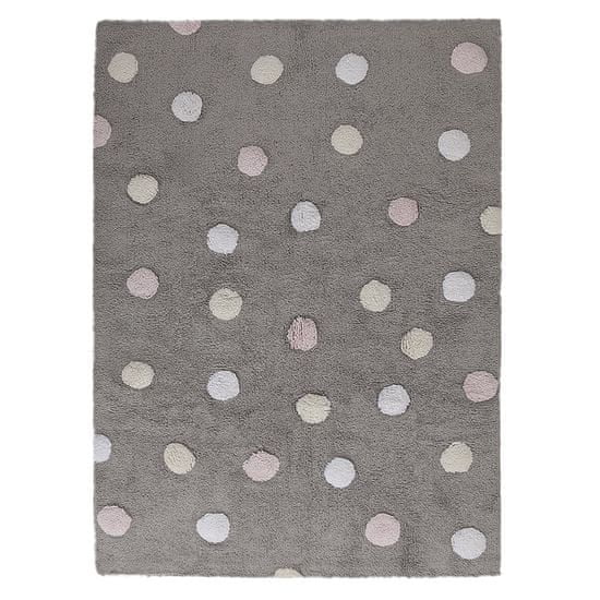 Lorena Canals Ručne tkaný kusový koberec Tricolor Polka Dots Grey-Pink
