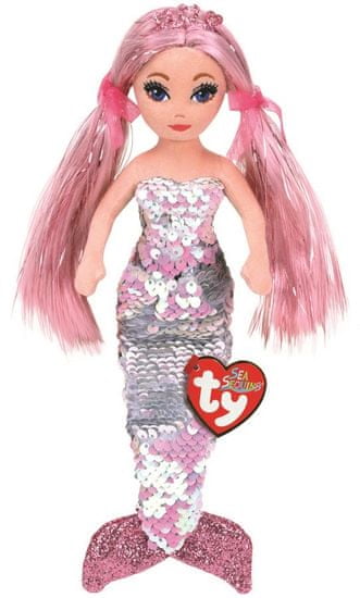 TY Mermaids Cora - ružová morská panna 45 cm s otočnými flitrami