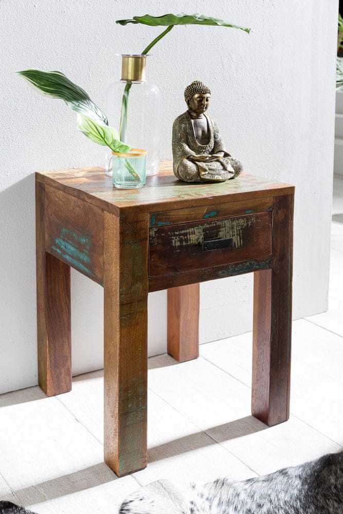 Bruxxi Nočný stolík s recyklovaného dreva Kalkutta, 55 cm, mango