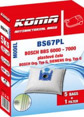 KOMA BS67PL - Sada 25ks vreciek do vysávačov BOSCH Typ G, Siemens, plastové čelo