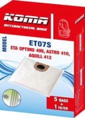 KOMA ET07S - Vrecká do vysávača ETA Optimo 1406, Astro 1410, Aquill 1412 textilné, 5ks