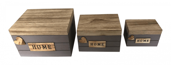 DUE ESSE Sada 3 ks drevených boxov HOME s vekom