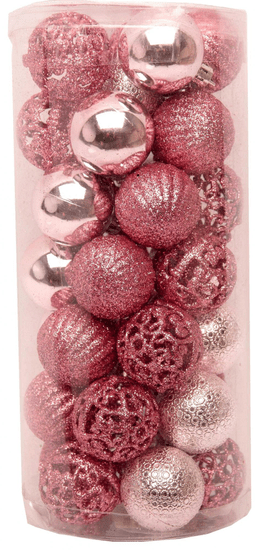 Seizis Súprava 35 gulí, rôzne dekory 4 cm, ružové