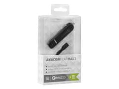 Avacom  Carmax 2 nabíjačka do auta 2x Qualcomm Quick Charge 2.0, čierna farba (USB-C kábel)