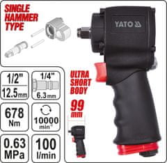 YATO Rázový uťahovák pneumatický - mini 1/2" 678 Nm