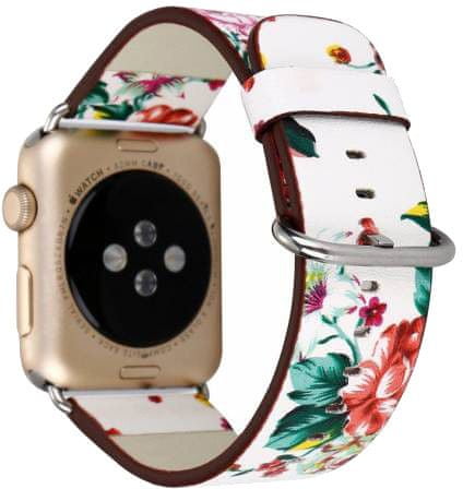 eses Kožený kvetinový remienok 42/44 mm biely/červený pre Apple Watch (1530000164)