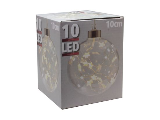 TORO Vianočná guľa 10 cm s 10 LED hviezdičkami