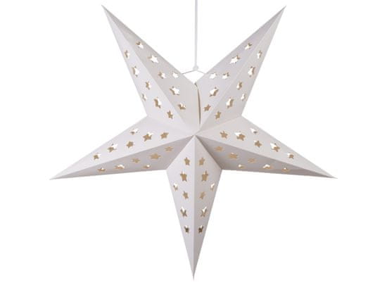 TORO Vianočná hviezda na zavesenie 4 LED, biela, papier, 60 cm
