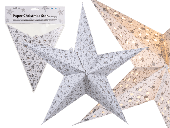 TORO Hviezda vianočná na zavesenie LED, papier, 60 cm