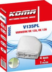 KOMA V135PL - Vrecká do vysávača Vorwerk VK 135/136 textilné, 4ks