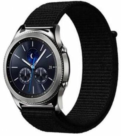 eses Nylonový remienok na suchý zips pre Samsung Galaxy Watch 46mm / Gear S3, čierny (1530001108)