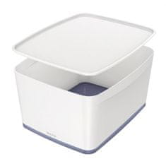 LEITZ Úložný box s vekom MyBox, veľkosť L biela/sivá