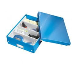 LEITZ Stredná organizačná krabica Click & Store metalická modrá