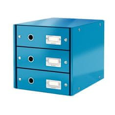 LEITZ Zásuvkový box Click & Store 3 zásuvky metalická modrá