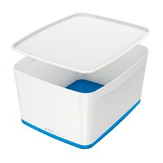 LEITZ Úložný box s vekom MyBox, veľkosť L biela/modrá