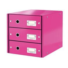 LEITZ Zásuvkový box Click & Store 3 zásuvky metalická ružová