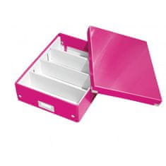 LEITZ Stredná organizačná krabica Click & Store metalická ružová