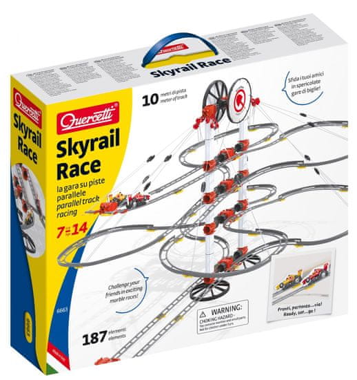 Quercetti Skyrail Race parallel track racing - dvojitá závesná guličková dráha
