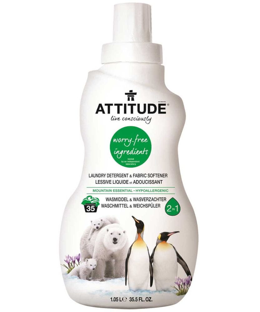 Attitude Prací gél a aviváž (2 v 1) s vôňou Mountain Essentials 1050 ml (35 dávok)