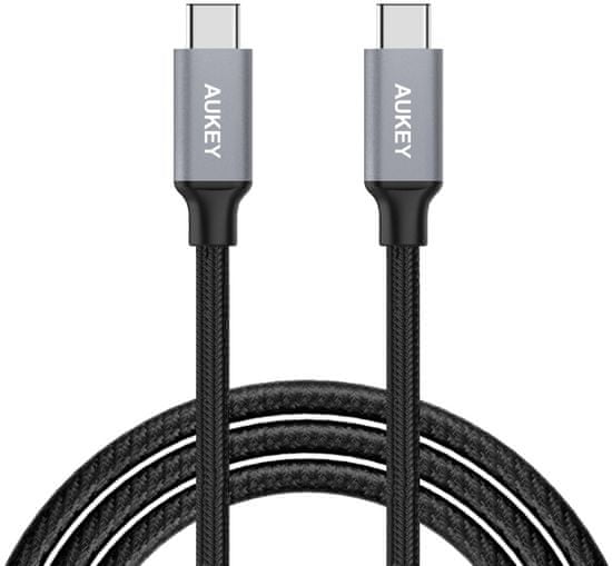 Aukey Rýchlonabíjací kábel s konektormi USB-C do USB-C, 1 m LLTS102835 - šedý