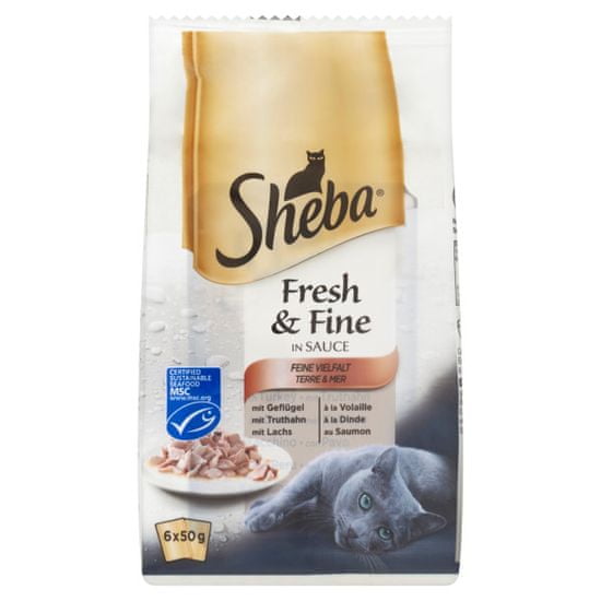 Sheba Fresh & Fine kapsičky pre dospelé mačky mix výber v šťave 6x50 g
