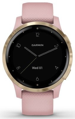 Chytré hodinky Garmin vivoactive 4S, smart watch, pokročilé, zdravotné funkcie, tep, dych, menštruačný cyklus, pitný režim, metabolizmus, kalórie, vzdialenosti, kroky, aktivita, odpočinok, spánok