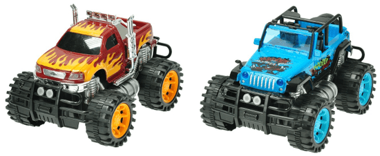 Mikro hračky Auto 2 ks monster + buggy 25 cm na zotrvačník