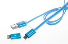 REMAX AURORA prepojovací micro-USB kábel 2v1 1m modrý AA-1145