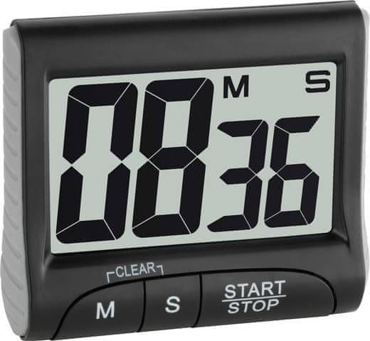 TFA 38.2021.01 digitálny časovač a stopky s pamäťovou funkciou, čierny