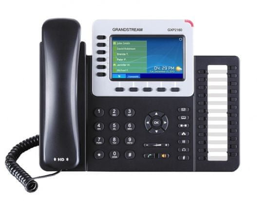 Grandstream GXP-2160 - IP telefon, barevný LCD, 6x SIP účty, 6x linky, 2x RJ45 Gb, POE, 5x prog. tl., 24x BLF