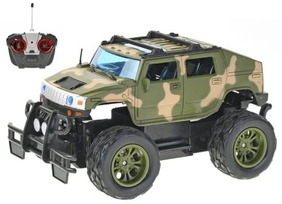 Mikro hračky R/C auto vojenské terénne 24 cm 27 MHz plná funkcia na batérie so svetlom zelené