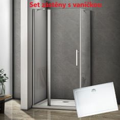 Obdĺžnikový sprchovací kút MELODY B5 100x76 cm s jednokrídlovými dverami s pevnou stenou vrátane sprchovej vaničky z liateho mramoru