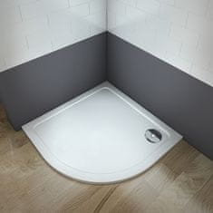 H K Štvrťkruhový sprchovací kút SYMPHONY S4 80 × 80 cm s dvojdielnymi posuvnými dverami vrátane sprchovej vaničky z liateho mramoru